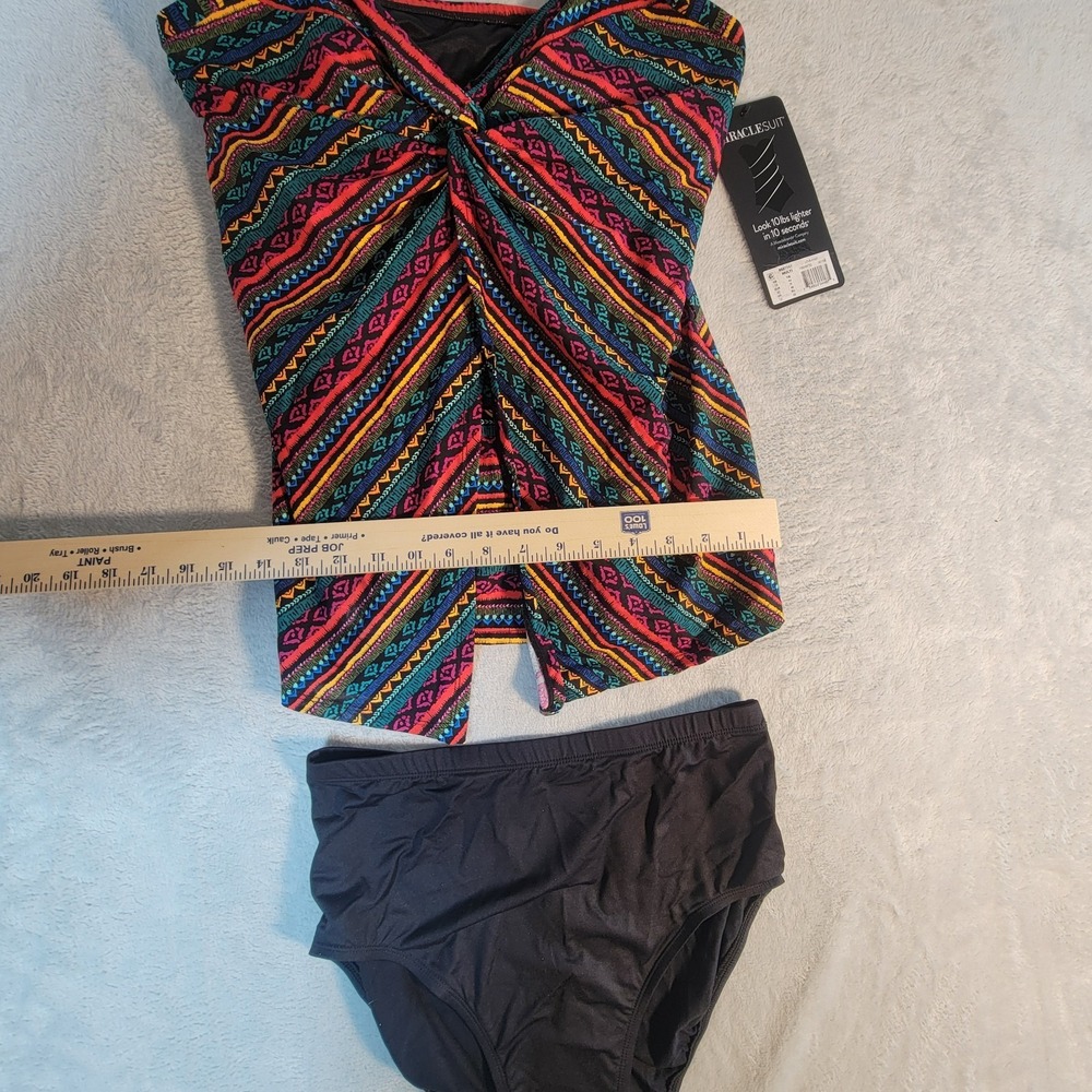 Miraclesuit Love Knot Tankini Set Size 12 NWT Blue Floral Tummy Control Swimsuit - Picture 9 of 16